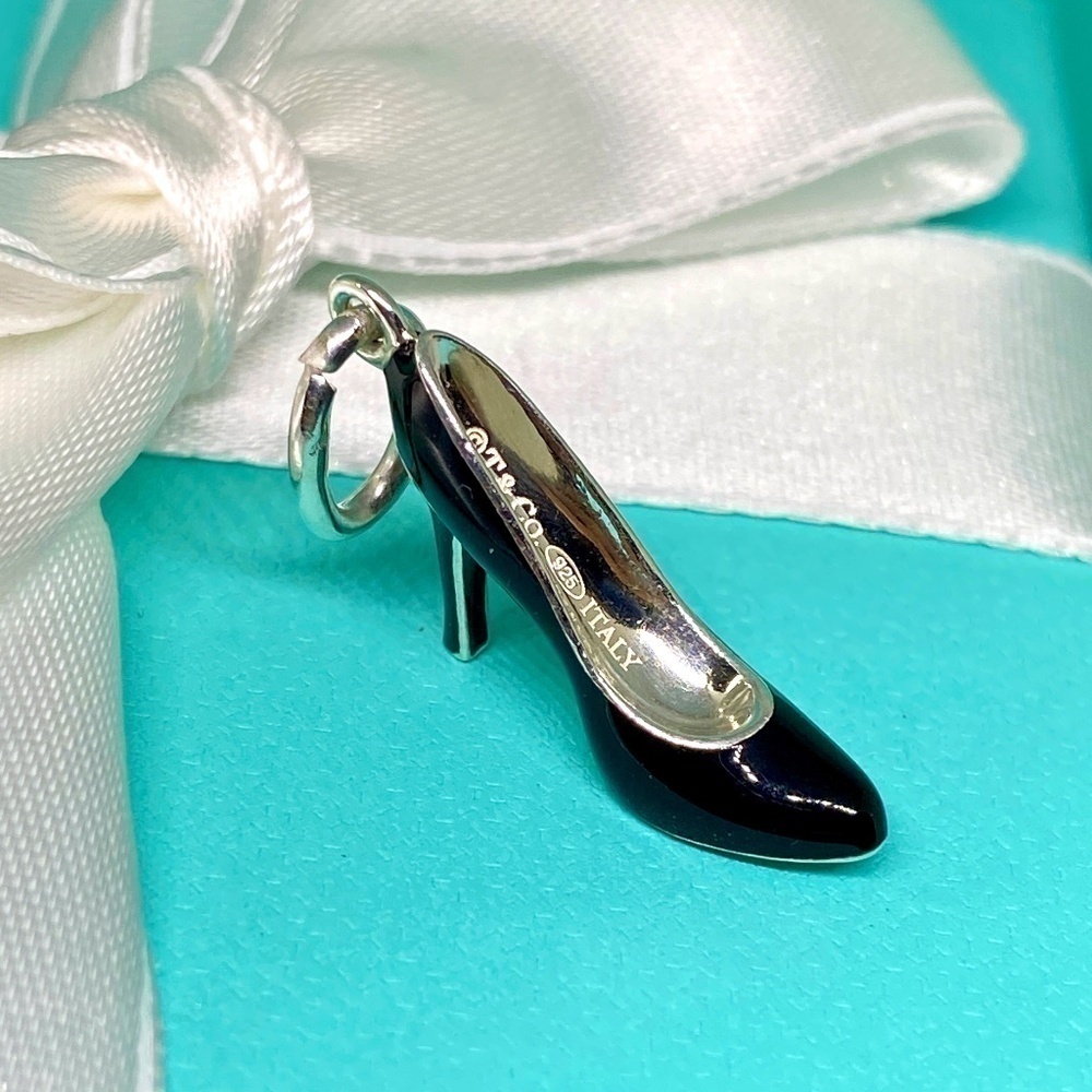 Tiffany & Company stiletto shoe high heel enamel charm  with box